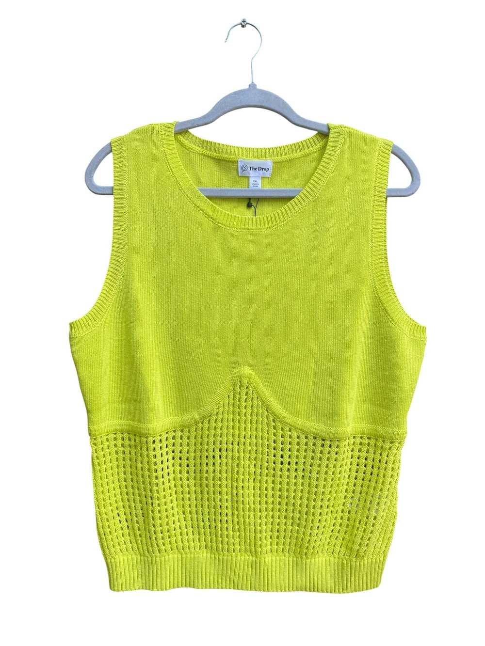 The Drop NWT Sulphur Spring Sleeveless Knit Top Neon Green Yellow Size XXL